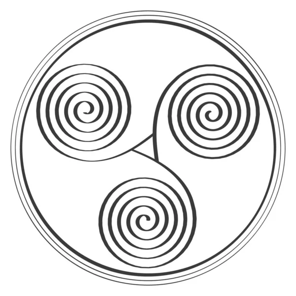 Διάνυσμα Μονόχρωμη Εικόνα Αρχαίο Σύμβολο Triskele — Διανυσματικό Αρχείο