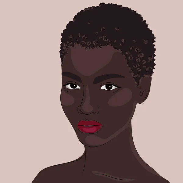 Illustrazione Vettoriale Bella Donna Nera Afro Americano Bella Ragazza — Vettoriale Stock