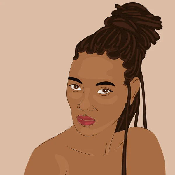 Illustration Vectorielle Belle Femme Noire Afro Américaine Jolie Fille — Image vectorielle