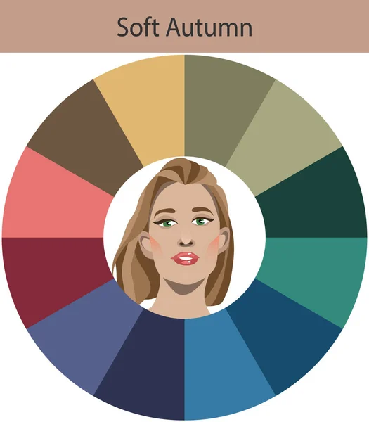 Palette Analyse Des Couleurs Saisonnières Vectorielles Stock Pour Automne Doux — Image vectorielle