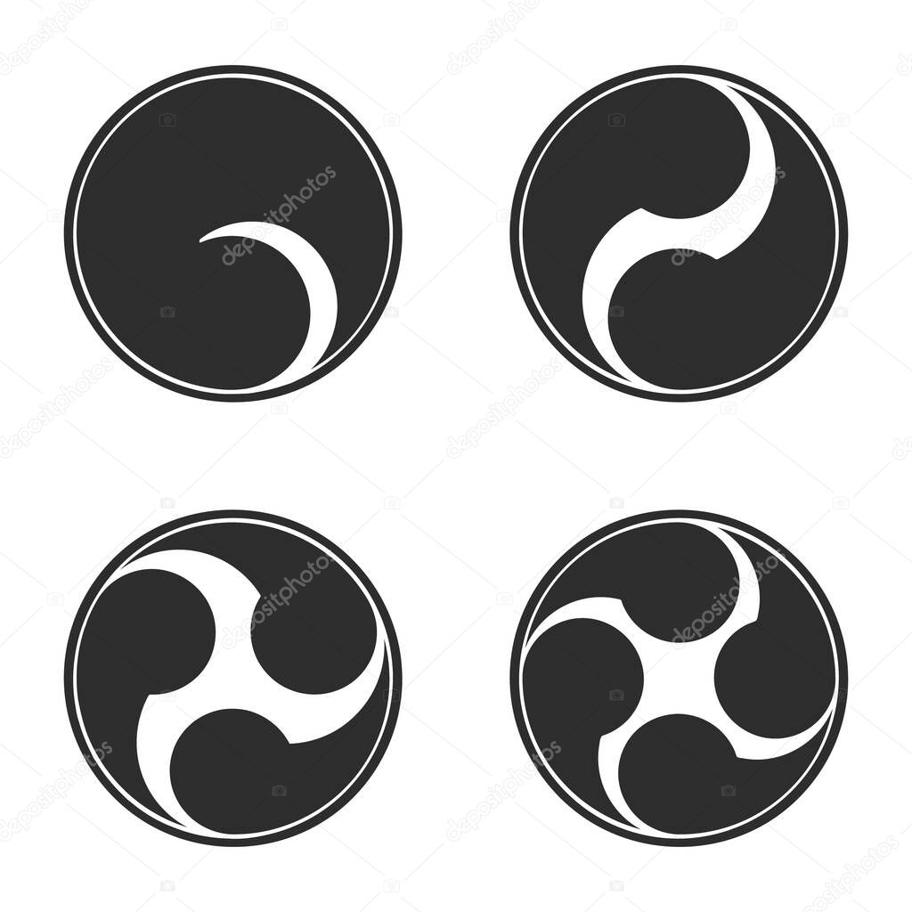 vector monochrome icon with japanese symbol Tomoe