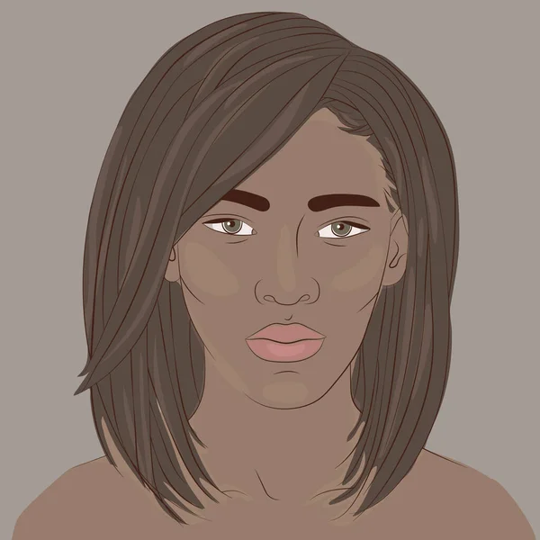 Vector Illustratie Van Mooie Zwarte Vrouw Afro Amerikaans Mooi Meisje — Stockvector