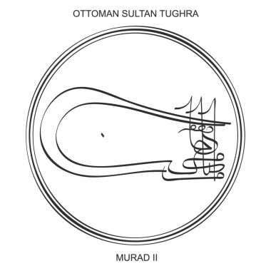 Tughra 'nın vektör görüntüsü ikinci Osmanlı Sultanı Murad' ın imzası.