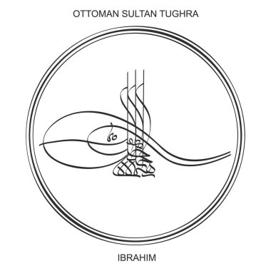 Tughra 'nın vektör görüntüsü Osmanlı Sultanı İbrahim' in imzası.