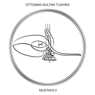 Tughra ile vektör görüntüsü 2. Osmanlı Sultanı Mustafa 'nın imzası.