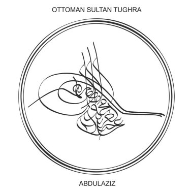 Tughra ile vektör görüntüsü Osmanlı Sultanı Abdulaziz 'in imzası.