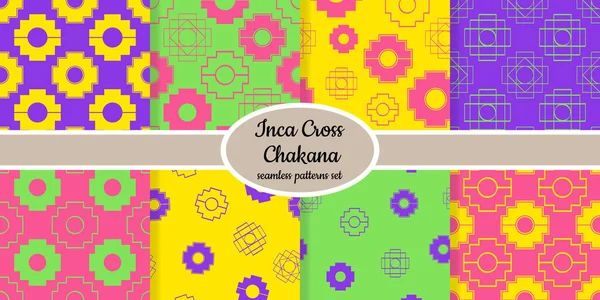 Colección Patrones Sin Costura Con Inca Cross Chakana Diseñada Para — Vector de stock