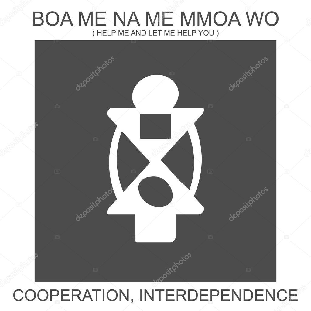 vector icon with african adinkra symbol Boa Me Na Me Mmoa Wo. Symbol of cooperation and interdependence