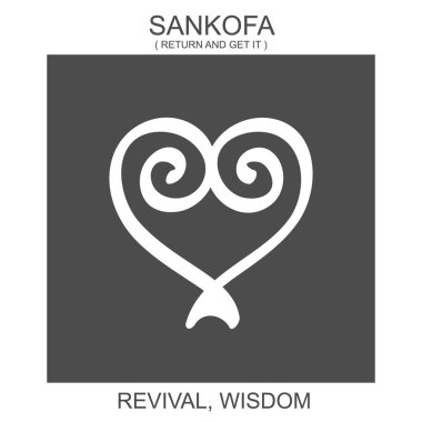 Afrika adinkra sembollü vektör simgesi Sankofa. Dirilmenin ve bilgeliğin sembolü