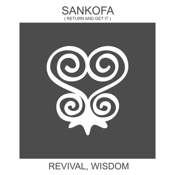 Icono Vectorial Con Símbolo Adinkra Africana Sankofa Símbolo Avivamiento Sabiduría — Vector de stock