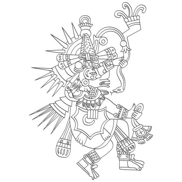 Icona Vettoriale Con Quetzalcoatl Dio Azteco Del Vento Dell Aria — Vettoriale Stock