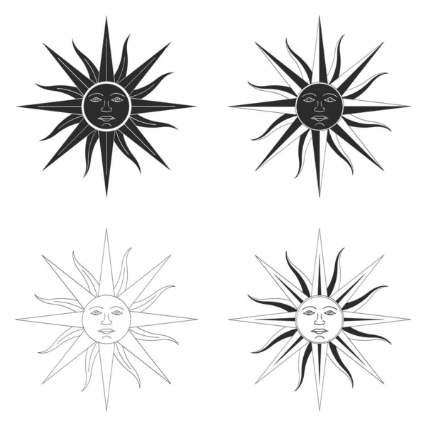 Векторна Монохромна Ікона Сонцем Травня Древнього Символу Інкського Бога Сонця — стоковий вектор