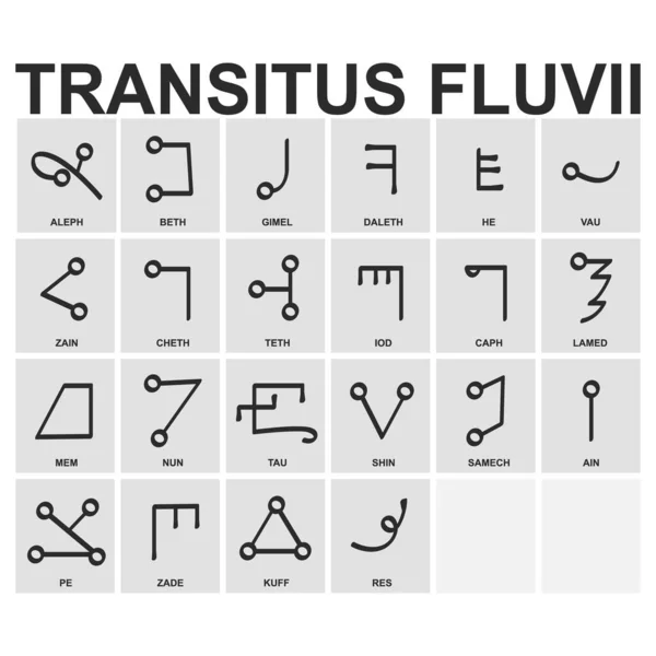 Vectoricoon Ingesteld Met Ancient Occult Alphabet Transitus Fluvii Voor Project — Stockvector