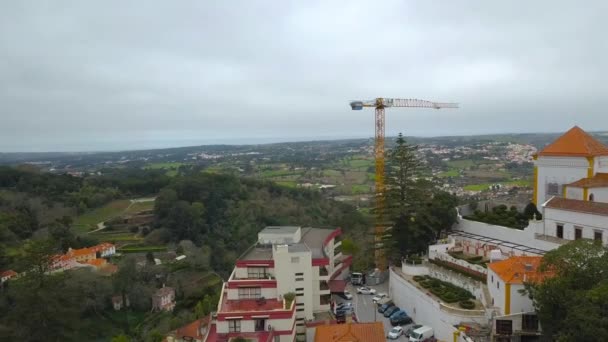 Prachtig Uitzicht Van Boven Sintra Portugal Het Nationaal Paleis Van — Stockvideo