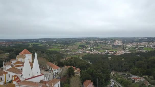 Мбаппе Вид Сверху Португальскую Синтру Национальный Дворец Синтра Вид Сверху — стоковое видео
