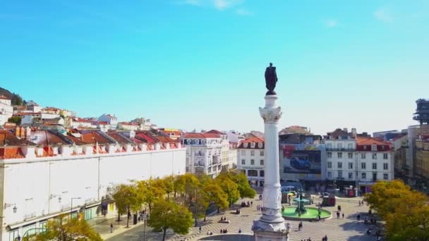 Panoramiczny Widok Lotu Ptaka Lizbonę Pięknym Letnim Dniu Stare Miasto — Wideo stockowe