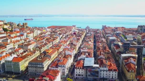 Güzel Bir Yaz Gününde Lizbon Panoramik Havadan Görünümü Eski Şehir — Stok video