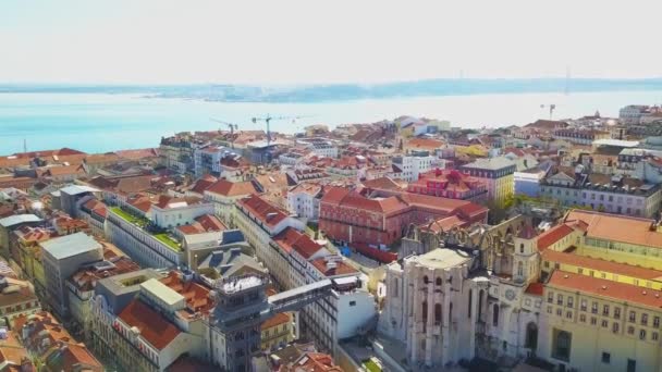 Vista Aérea Panorâmica Lisboa Num Lindo Dia Verão Cidade Velha — Vídeo de Stock