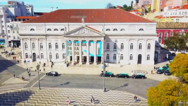 Vista Aérea Panorámica Lisboa Hermoso Día Verano Casco Antiguo Cubiertas — Vídeos de Stock