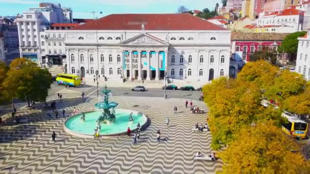 Πανοραμική Εναέρια Θέα Της Λισαβόνας Μια Όμορφη Καλοκαιρινή Μέρα Παλιά — Αρχείο Βίντεο
