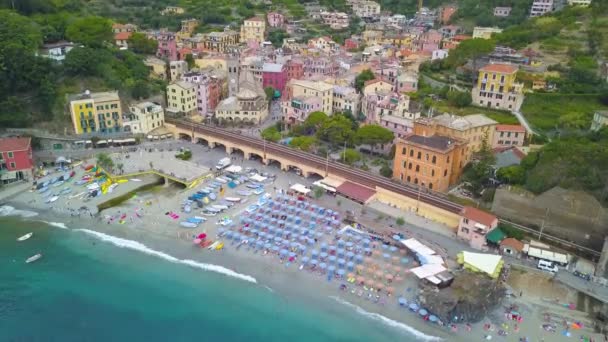 Panorama Näkymä Monterosso Mare Kylä Yksi Cinque Terre Spezia Italia — kuvapankkivideo