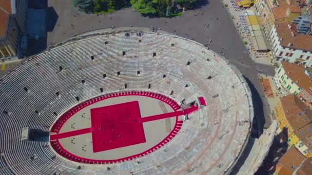 Aerial View Arena Verona Włochy Dron Przelatuje Nad Areną Nad — Wideo stockowe
