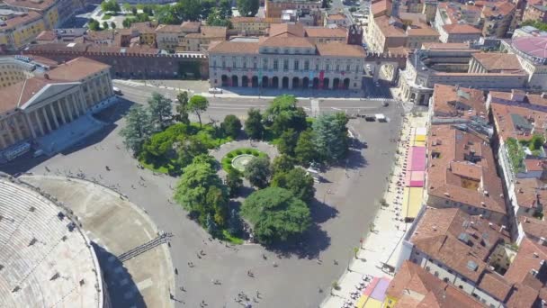 Talya Arena Verona Nın Hava Panoramik Manzarası Sütyen Meydanı Nın — Stok video