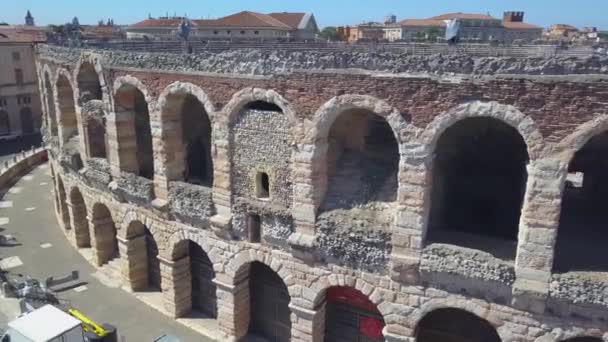 Arena Verona Nın Havadan Görünüşü Talya Video Duvarın Arkasından Yükselen — Stok video