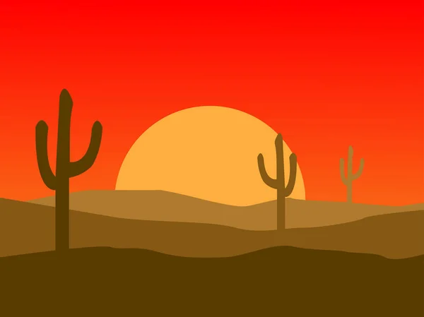 sunset in desert flat landscape