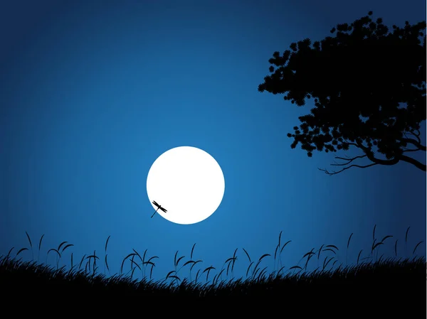 ay ışığı altında ağaç ve çim ile gece manzara