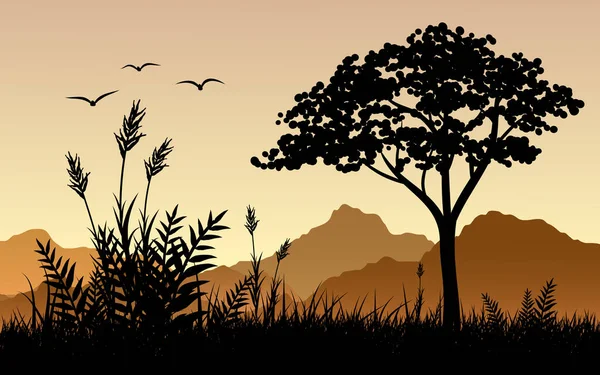 Forest Silhouette Landscape Afternoon — Stock Vector