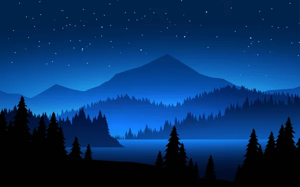 Gölü olan güzel dağlı yıldızlı gece