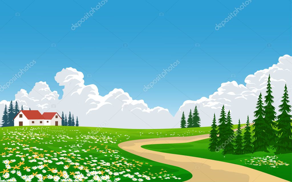 Beautiful landscape of countryside with footpath
