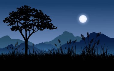 Dağlı sakin bir gece manzarası