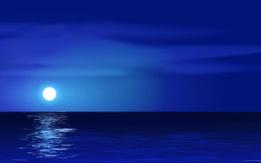 Ay ışığıyla okyanus gece manzarası
