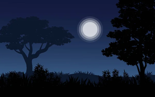 Forest Moonlight Background — Διανυσματικό Αρχείο