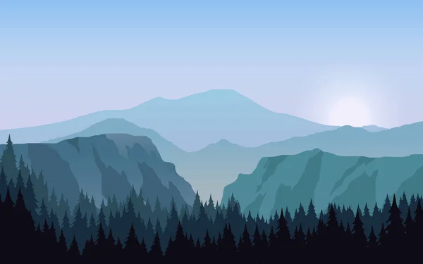 Mountain Hill Silhouette Landscape — Stock Vector