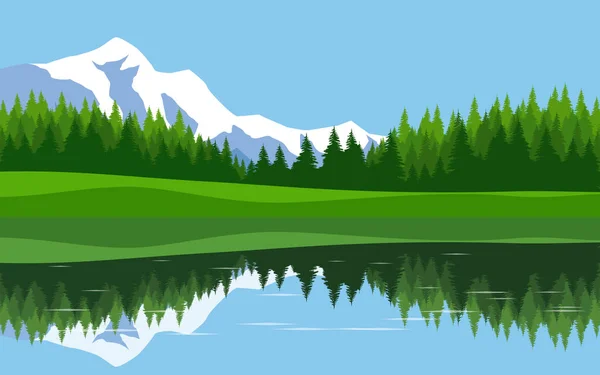 Mountain Lake Landscape — Stock Vector