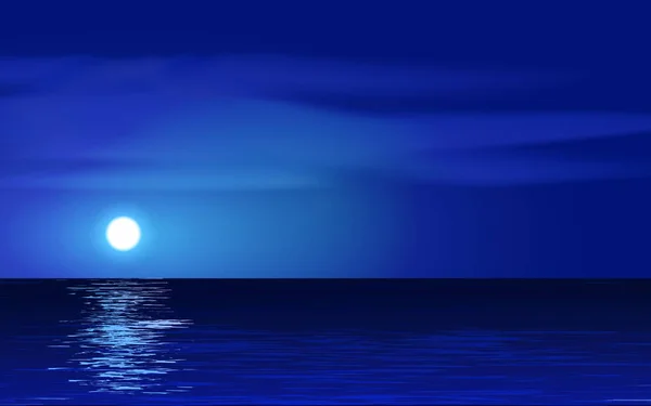 Ocean Night Landschaft Mit Mondlicht — Stockvektor