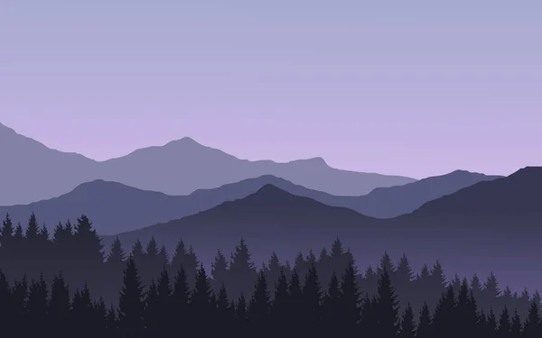 Forêt Pins Silhouette Montagne — Image vectorielle