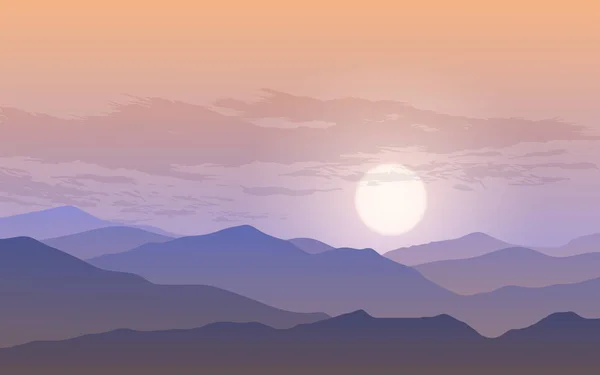 Mountain Silhouette Sunset Landscape — Stock Vector