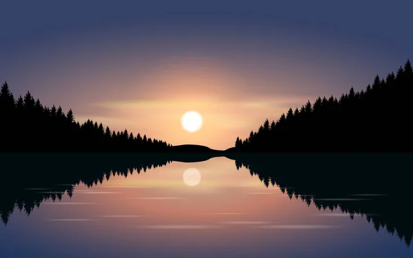 Schöner Sonnenuntergang Und Fluss — Stockvektor