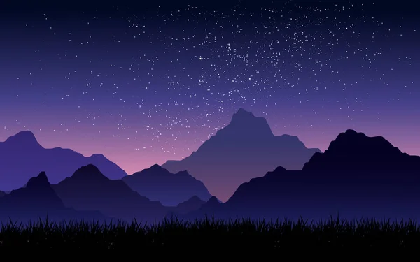 Paysage Montagne Nocturne Avec Départs — Image vectorielle