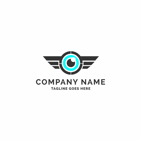 Diseño Del Logotipo Del Dron Logotipo Del Ojo Azul — Foto de Stock
