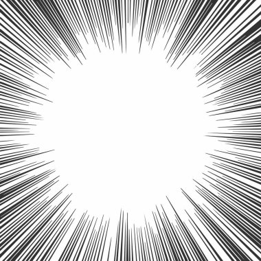 Komik etkisi zoom hız. Siyah radyal çizgiler çizgi roman tarzı arka plan.