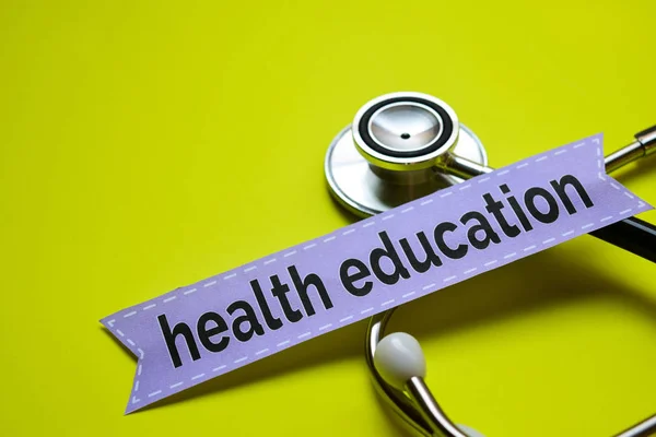 health education with stethoscope concept inspiration on yellow background
