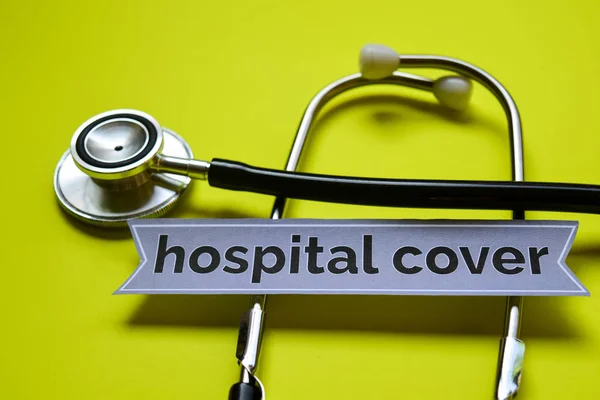 Hospital Cover with stethoscope concept inspiration on yellow background