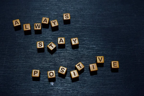 Always Stay Positive Message Written Wooden Blocks Motivation Concepts Cross — Stock Photo, Image