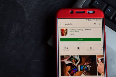 Bekasi, West Java, Endonezya. 18 Kasım 2018: anatomi - 3d Atlas dev app akıllı telefon ekranında öğrenme. Anatomylearning tarafından geliştirilen ücretsiz web tarayıcısı anatomi öğreniyor