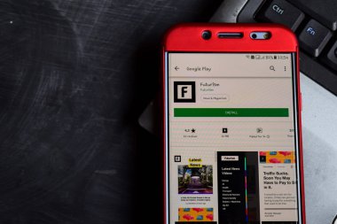 Bekasi, West Java, Endonezya. 18 Kasım 2018: Fütürizm dev app akıllı telefon ekranında. Fütürizm Fütürizm tarafından geliştirilen bir freeware web tarayıcıdır